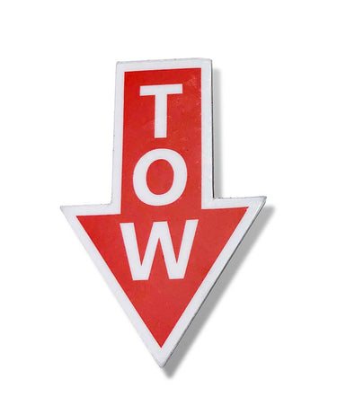 Tow Decal - Red on White